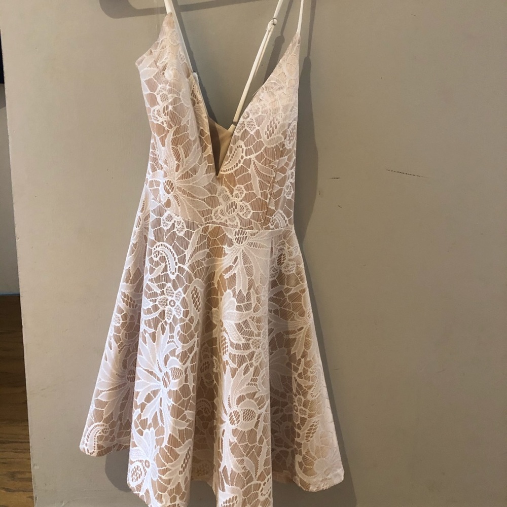 Lace, Deep V dress